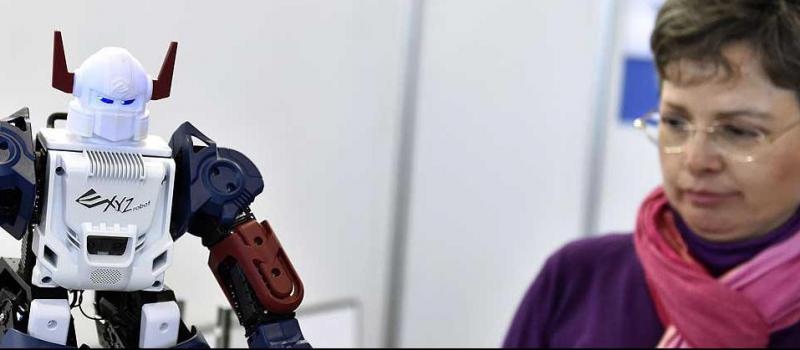 130 empresas participan en la La Global Robot Expo, que se realiza en Madrid. Foto: AFP