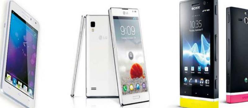 El Huawei D1 Ascend Qual XL (izq.); el LG optimus G y el Sony Xperia U son otras opciones de smartphones