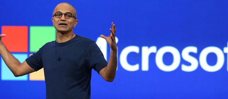 Satya Nadella ofrece un discurso durante la conferencia de desarrolladores de Microsoft Build en 2014. Foto: AFP