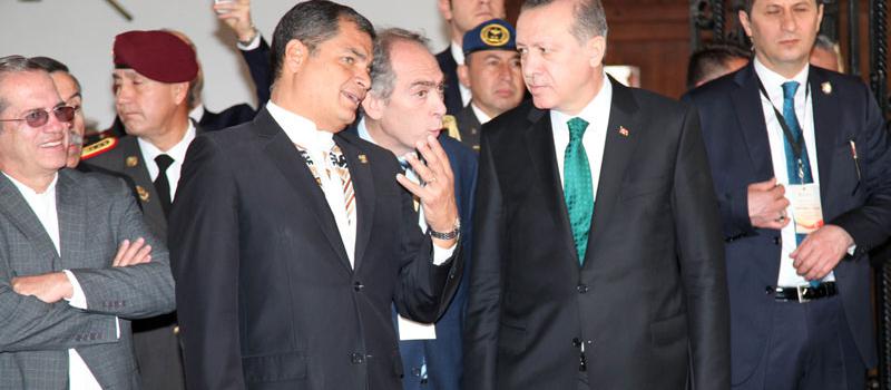 El presidente Rafael Correa y su homólogo turco Recep Tayyip Erdogan en Carondelet. Foto: Pavel Calahorrano / LÍDERES