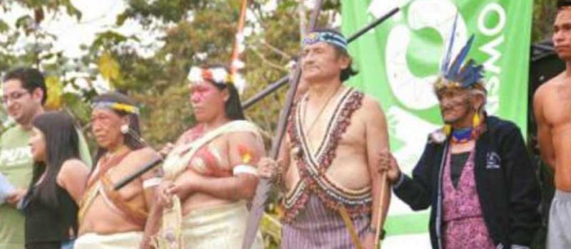 Representantes  de varias nacionalidades y culturas se presentaron durante el primer festival ancestral que se realizó en Puyo, Pastaza. Foto:  Cortesía