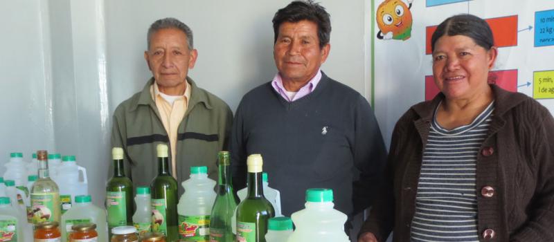 David Pasmay, Gerado Vizuete y Pastora Estrada son parte de la Asociación Granjero Guaneño, que funciona en Chimborazo. Foto: Glenda Giacometti / LÍDERES