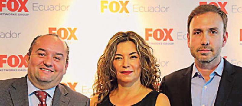 Carlos Martínez, Sofía Higuera y Francisco Pazmiño, ejecutivos de Fox Networks Group Latin America, estuvieron presentes en la apertura de la oficina en Quito, hace dos semanas. Foto: cortesía Fox