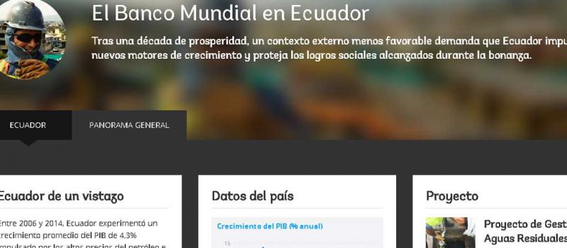 El Banco Mundial financia ocho proyectos en Ecuador: cuatro se implementan con gobiernos locales y cuatro con el central.  Foto: Captura de pantalla