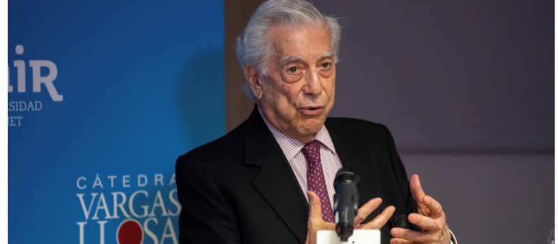 Mario Vargas Llosa, premio Nobel de Literatura, durante la presentación del proyecto de becas de la UNIR, para escritores. / Fuente: EFE